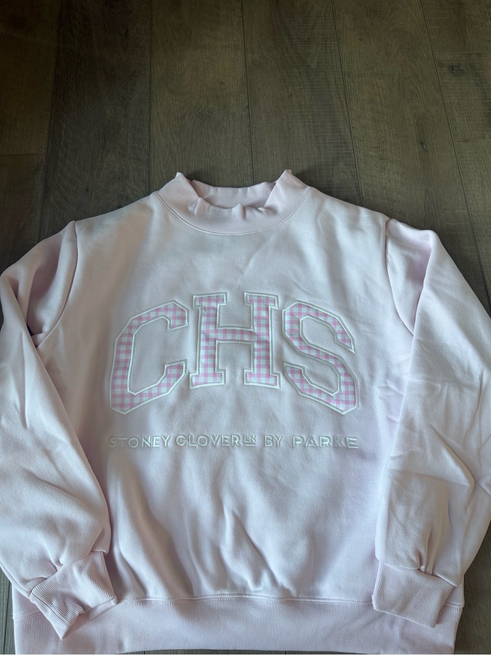 PARKE STONEY CLOVER LANE CHS CHARLESTON Pink Gingham Logo Sweatshirt L/XL